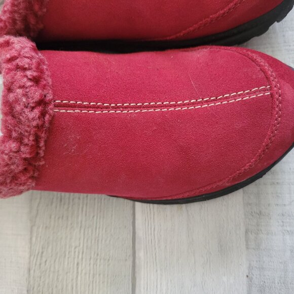 Lands End Womens Chalet Clogs Rich Red Size 6.5 Medium Suede & Fleece Slip-On Sh - Picture 9 of 9